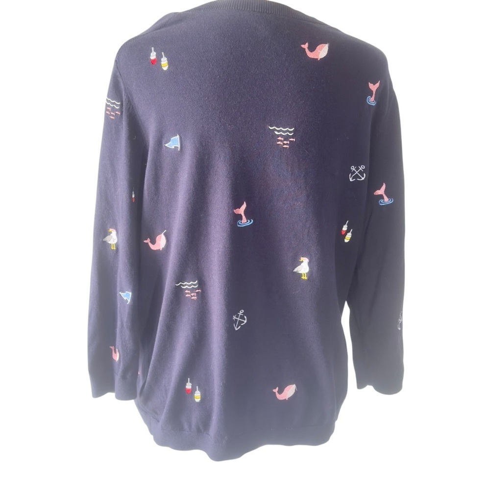 Talbots Three Quarter Sleeve Nautical Embroidered Sweater - Picture 4 of 8